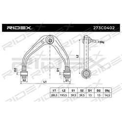Bras de suspension arrière RIDEX 273C0402 pour ALFA ROMEO 50704948 RIDEX