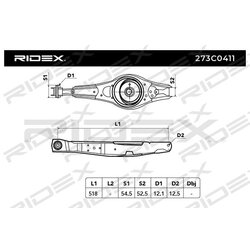 Bras de suspension arrière RIDEX 273C0411 pour FORD, JAGUAR 1 122 566 RIDEX