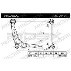Bras de suspension arrière RIDEX 273C0424 pour BMW, ALPINA 1 140 957 RIDEX