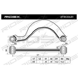 Bras de suspension arrière RIDEX 273C0431 pour VW, AUDI, SKODA, SEAT, CUPRA RIDEX