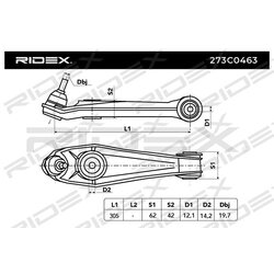 Control Trailing Arm RIDEX 273C0463 OE Ref 99634105305