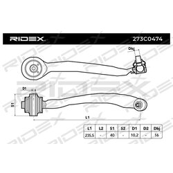 Bras de suspension arrière RIDEX 273C0474 pour AUDI, PORSCHE 8K0 407 510 A RIDEX