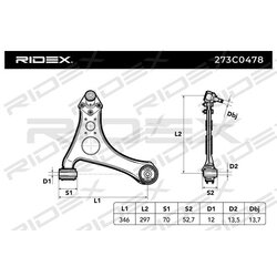 Bras de suspension arrière RIDEX 273C0478 pour Mercedes Classe A RIDEX