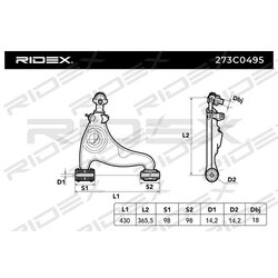 Control Trailing Arm RIDEX 273C0495 OE Ref A 124 330 31 07
