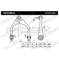 Bras de suspension arrière RIDEX 273C0496 pour MERCEDES 2113300138 RIDEX