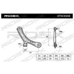Bras de suspension arrière RIDEX 273C0506 pour SUZUKI, FIAT 71742731 RIDEX