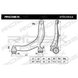 Bras de suspension arrière RIDEX 273C0544 pour VW 7H0407151E RIDEX