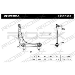 Bras de suspension arrière RIDEX 273C0587 pour RENAULT 60 25 305 573 RIDEX