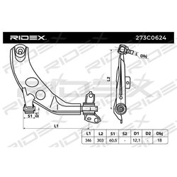 Bras de suspension arrière RIDEX 273C0624 pour MAZDA C00234300A RIDEX