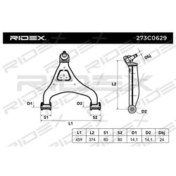 Bras de suspension arrière RIDEX 273C0629 pour MERCEDES,VW 46294 RIDEX