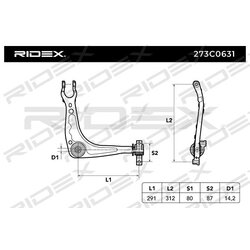 Bras de suspension arrière RIDEX 273C0631 pour PEUGEOT, CITROËN 3520.Q1 RIDEX
