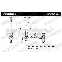 Bras de suspension arrière 273C0649 pour VW, AUDI, SKODA, SEAT 1K0 407 152 BD RIDEX
