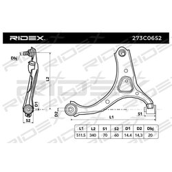 Bras de suspension arrière RIDEX 273C0652 pour HYUNDAI, KIA 545012B000 RIDEX