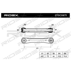Bras de suspension arrière RIDEX 273C0671 pour JEEP 52088312 RIDEX