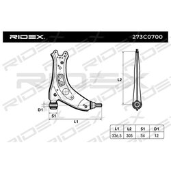 Bras de suspension arrière RIDEX 273C0700 pour SKODA, VW, SEAT 6Q0 407 151 D RIDEX