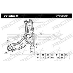 Bras de suspension arrière RIDEX 273C0704 pour VW 1H0 407 151 RIDEX