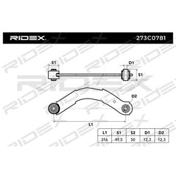 Bras de suspension arrière 273C0781 pour MITSUBISHI, JEEP, DODGE 05105271AA RIDEX