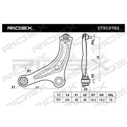 Bras de suspension arrière RIDEX 273C0782 pour CITROËN, PEUGEOT, DS 3520.W7 RIDEX