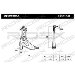 Bras de suspension arrière RIDEX 273C1061 pour SKODA, VW, SEAT 6Q0 407 151 D RIDEX