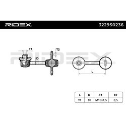 Biellette de barre stabilisatrice RIDEX 3229S0236 pour AUDI, SEAT 8E0505465AC RIDEX