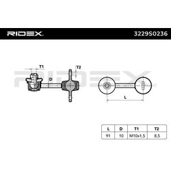 Biellette de barre stabilisatrice RIDEX 3229S0236 pour AUDI, SEAT 8E0505465AC RIDEX