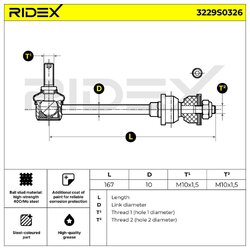 Biellette de barre stabilisatrice RIDEX 3229S0326 pour CHEVROLET, VAUXHALL 4804642 RIDEX