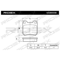 Jeu de plaquettes de frein RIDEX 402B0038 pour VAUXHALL, SAAB, CHEVROLET 16 05 006 RIDEX