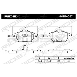 Jeu de plaquettes de frein RIDEX 402B0087 pour SAAB, VAUXHALL, AUDI 05055371 RIDEX