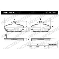 Jeu de plaquettes de frein RIDEX 402B0093 pour ROVER, HONDA, MG et plus encore... RIDEX