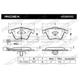 Plaquettes de frein RIDEX 402B0102 pour AUDI, SEAT 480698157R RIDEX