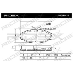Plaquettes de frein RIDEX 402B0115 pour PEUGEOT, CITROËN 1617254180 RIDEX