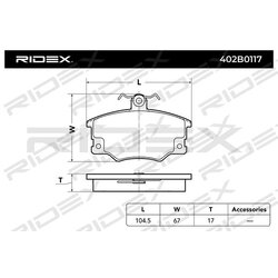 Plaquettes de frein RIDEX 402B0117 pour FIAT, LANCIA et plus encore... RIDEX