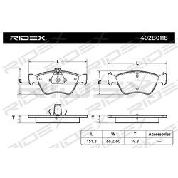 Jeu de plaquettes de frein RIDEX 402B0118 pour MERCEDES 0024204420 RIDEX