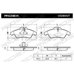 Jeu de plaquettes de frein RIDEX 402B0127 pour MERCEDES,VW 05103794AA RIDEX