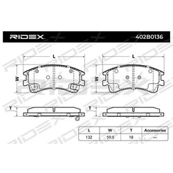 Plaquettes de frein RIDEX 402B0136 pour MAZDA 6 G2YS-33-23Z RIDEX