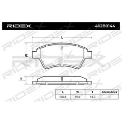 Plaquettes de frein RIDEX 402B0144 pour RENAULT 41 06 012 41R RIDEX