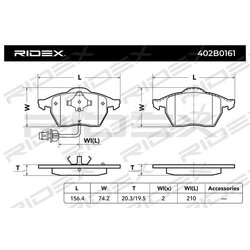 Jeu de plaquettes de frein RIDEX 402B0161 pour AUDI, VW, VOLVO 4A0698151 RIDEX