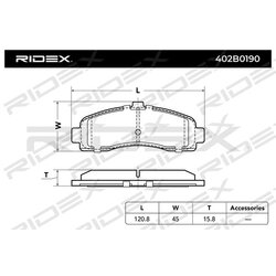 Jeu de plaquettes de frein RIDEX 402B0190 pour CADILLAC, PONTIAC et plus encore... RIDEX