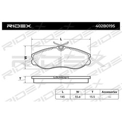Jeu de plaquettes de frein RIDEX 402B0195 pour NISSAN, RENAULT, FORD, LDV 1 956 495 RIDEX
