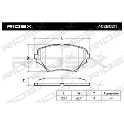 Jeu de plaquettes de frein RIDEX 402B0211 pour TOYOTA 04465 42070 RIDEX