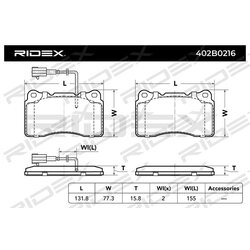 Jeu de plaquettes de frein 402B0216 pour ALFA ROMEO, LANCIA, MASERATI, VOLVO 6001073124 RIDEX