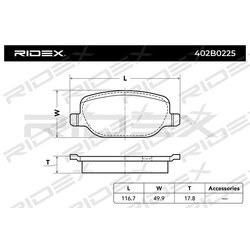 Jeu de plaquettes de frein RIDEX 402B0225 pour ALFA ROMEO, LANCIA 71770020 RIDEX