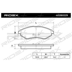 Jeu de plaquettes de frein RIDEX 402B0229 pour CHEVROLET, DAEWOO, PROTON 65396534 RIDEX