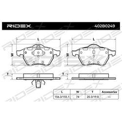 Jeu de plaquettes de frein RIDEX 402B0249 pour SAAB, VAUXHALL, CHEVROLET 09198688 RIDEX