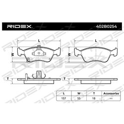 Jeu de plaquettes de frein RIDEX 402B0254 pour TOYOTA 0446505020 RIDEX