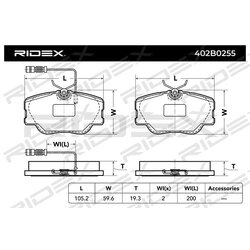 Jeu de plaquettes de frein RIDEX 402B0255 pour MERCEDES 0004200720 RIDEX