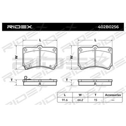 Plaquettes de frein RIDEX 402B0256 pour MAZDA, KIA 1U05 33 28Z RIDEX