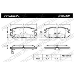 Jeu de plaquettes de frein RIDEX 402B0269 pour CHEVROLET, VAUXHALL, PONTIAC 20801538 RIDEX