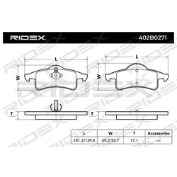 Jeu de plaquettes de frein RIDEX 402B0271 pour JEEP 8DB 355 009-891 RIDEX