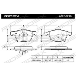 Jeu de plaquettes de frein RIDEX 402B0290 pour VOLVO, JAGUAR, FORD 1405511 RIDEX